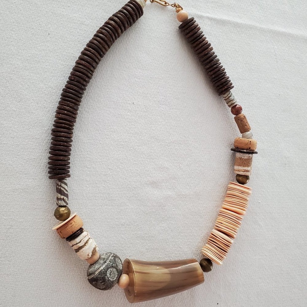Vintage m.e. Mary Ellen Stewart Modern Tribal Beaded Necklace 24 in - Picture 5 of 8
